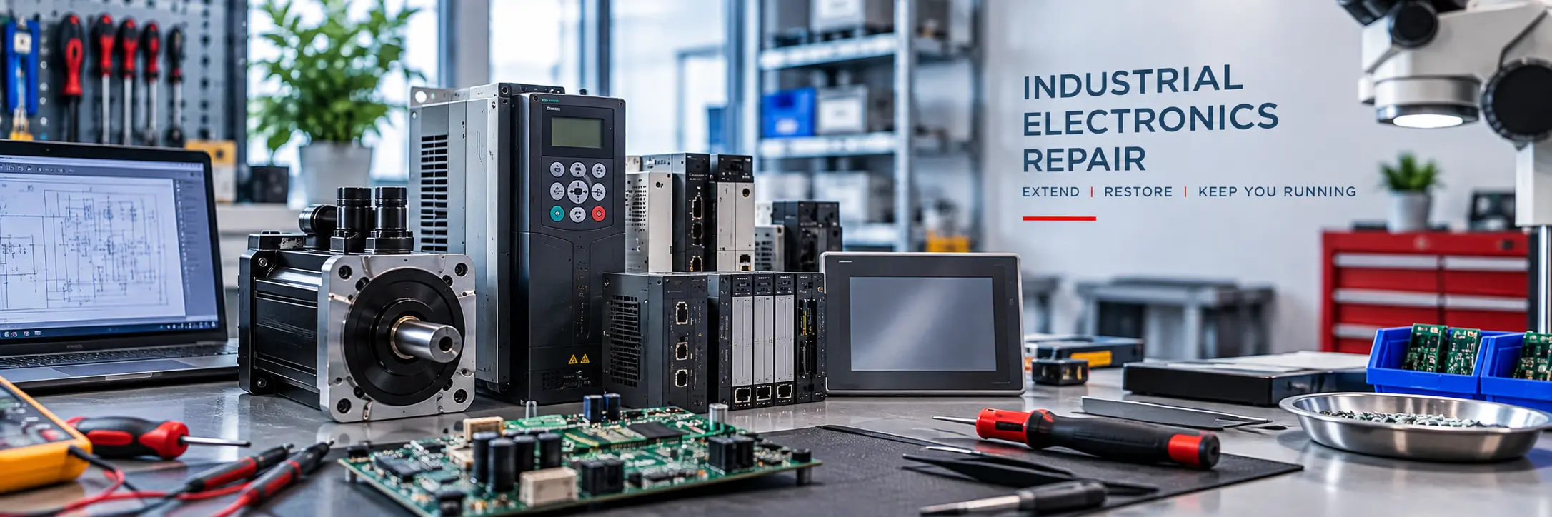 Technician conducting comprehensive component level diagnostic on industrial control panel